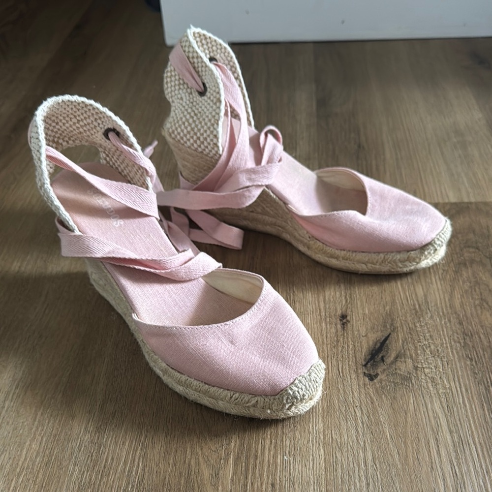 Soludos Pink Espadrille Wedge Sandals